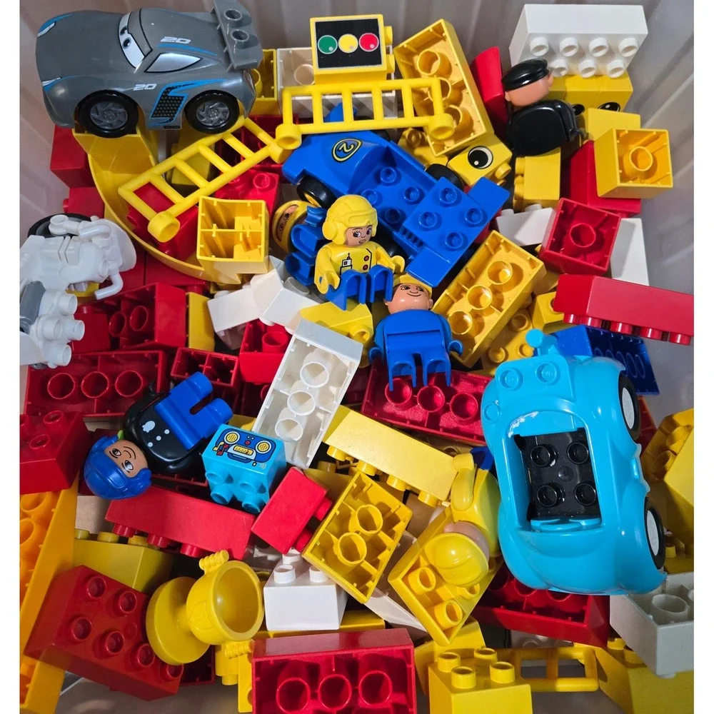 LEGO Duplo Bulk Lot Mixed Bricks Figures Vehicles Jackson Storm Cars Motorcycle